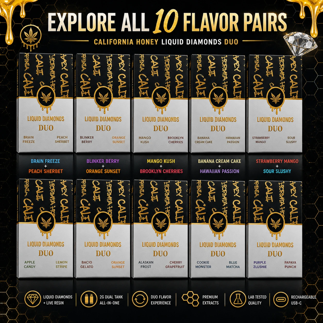 California Honey liquid diamonds duo boxes