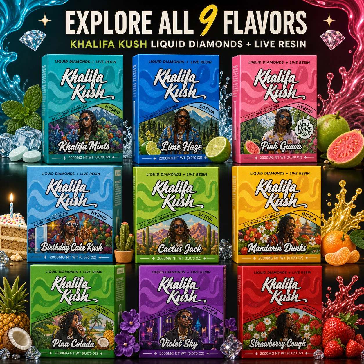 Khalifa Kush nine flavor boxes