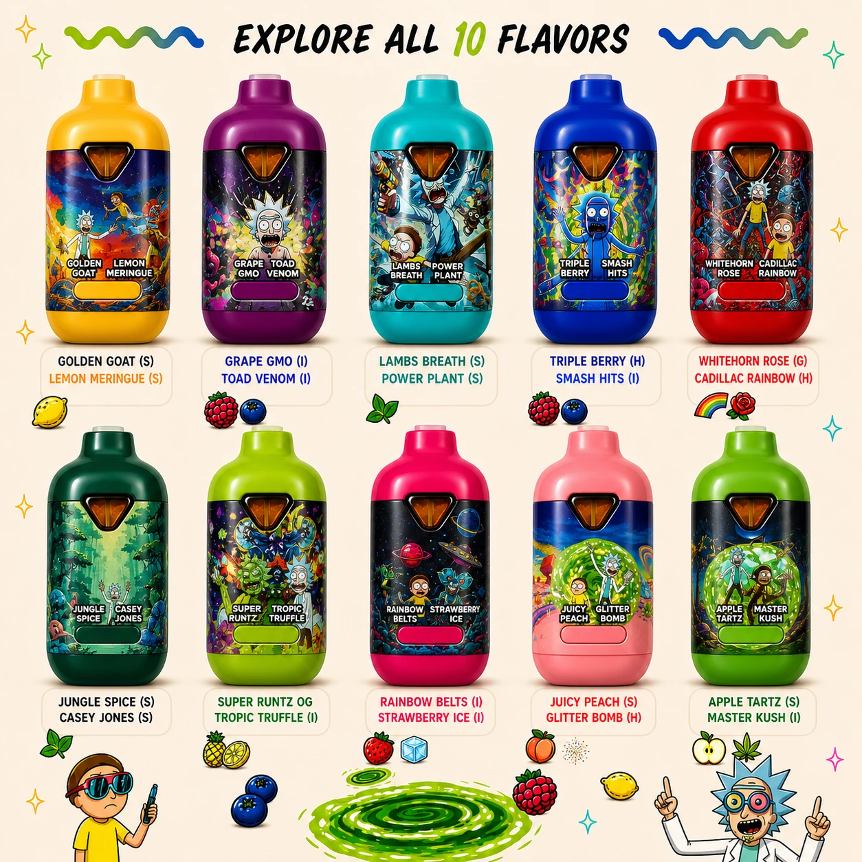 Rick and Morty flavor lineup