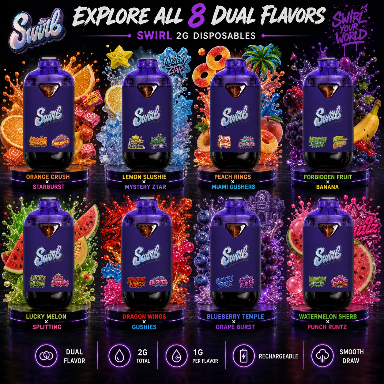 Swirl dual flavor lineup